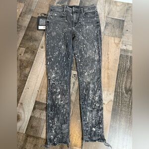 Alexander Wang Whiplash High Rise Slim Jeans 28 Distressed Paint Splatter $295